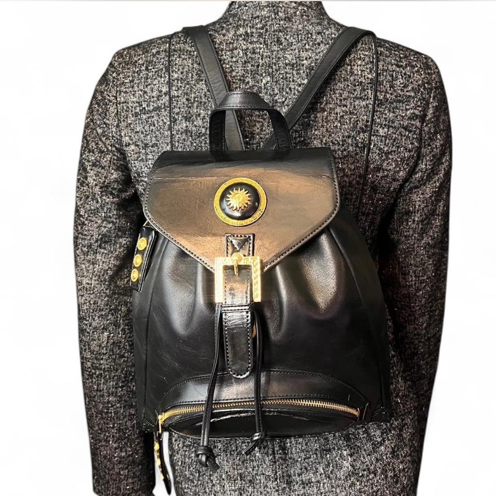 SOLD Vintage Versace Black Leather Backpack